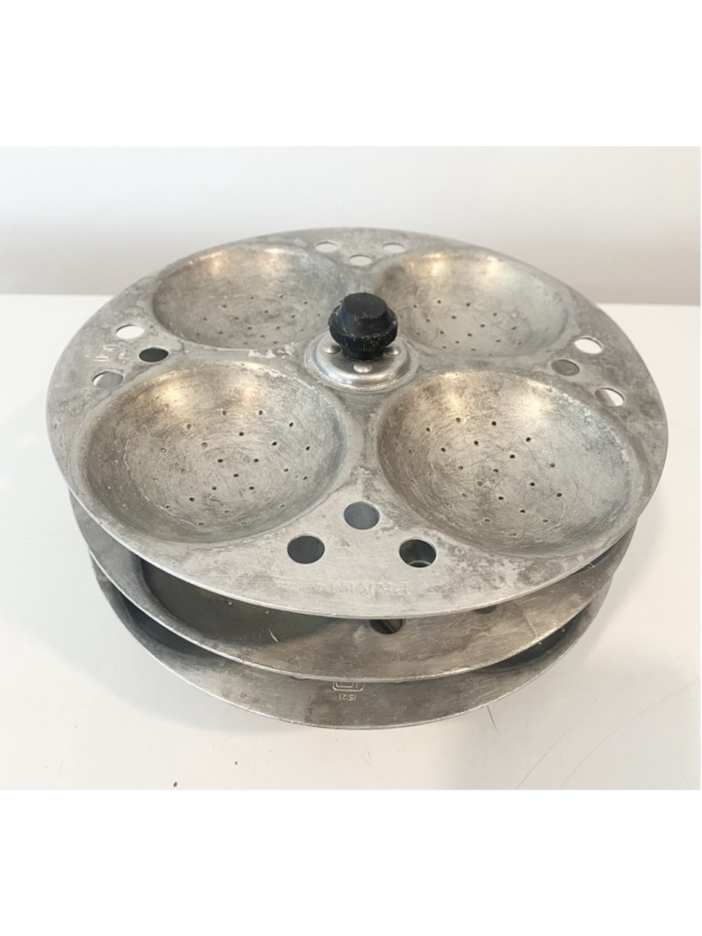 Vintage PREETT Aluminum Idli Maker Steamer 3 Tier 12 Mould Indian Cookware